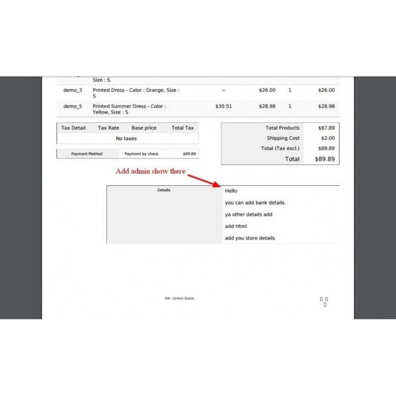 Customer PDF Invoice Extra Content add Module PrestaShop