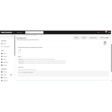 Multi store dropdown popup frontend with url Prestashop module