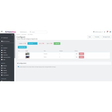 Custom Tabs with Category Image & Link Gallery Prestashop