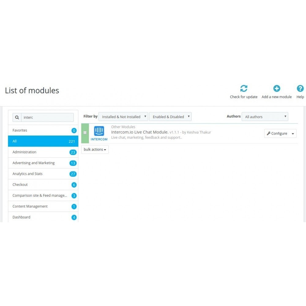 Intercom.io Live Chat-modul PrestaShop Intercom.io Live Chat-modul PrestaShop