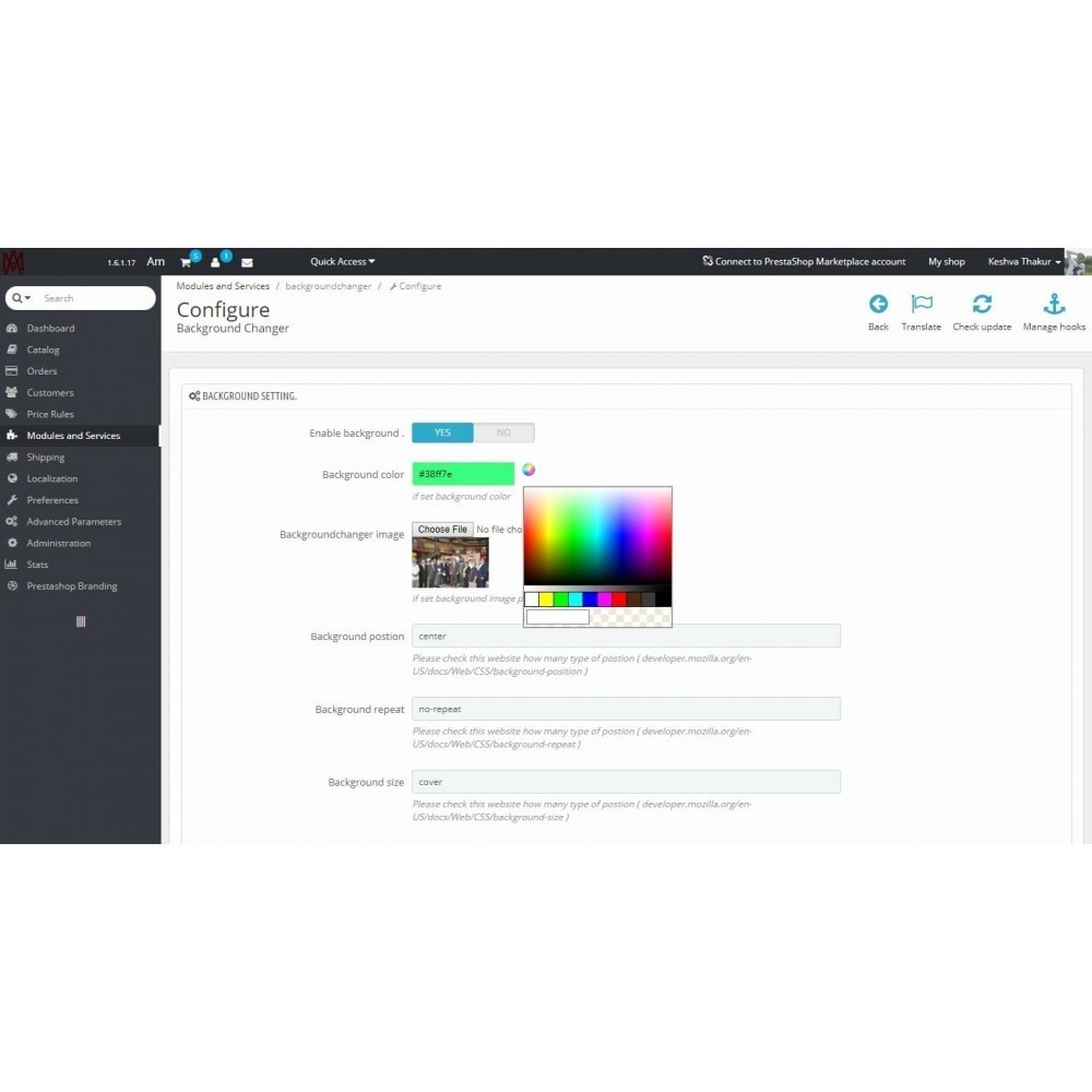 Background Changer - Ultimate Module Prestashop
