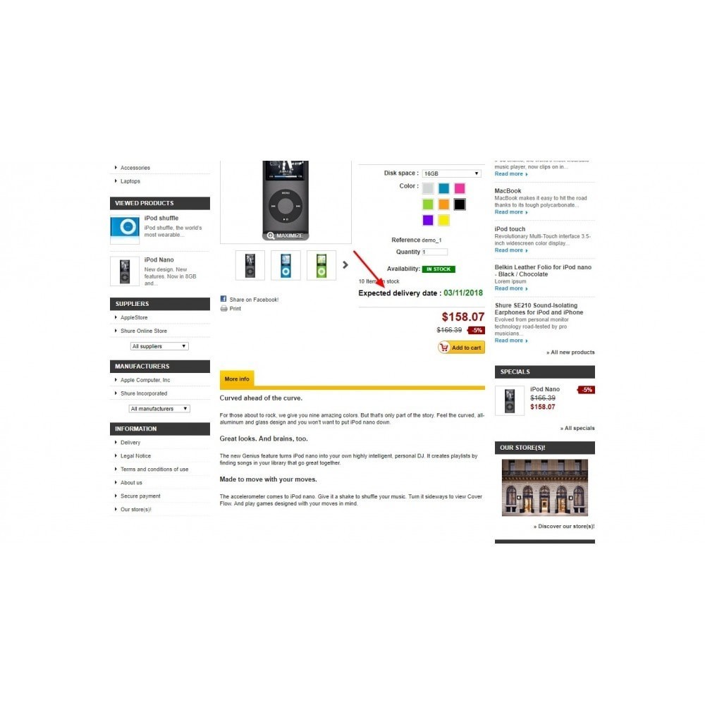 Estimated Shipping Date Per Product Module PrestaShop