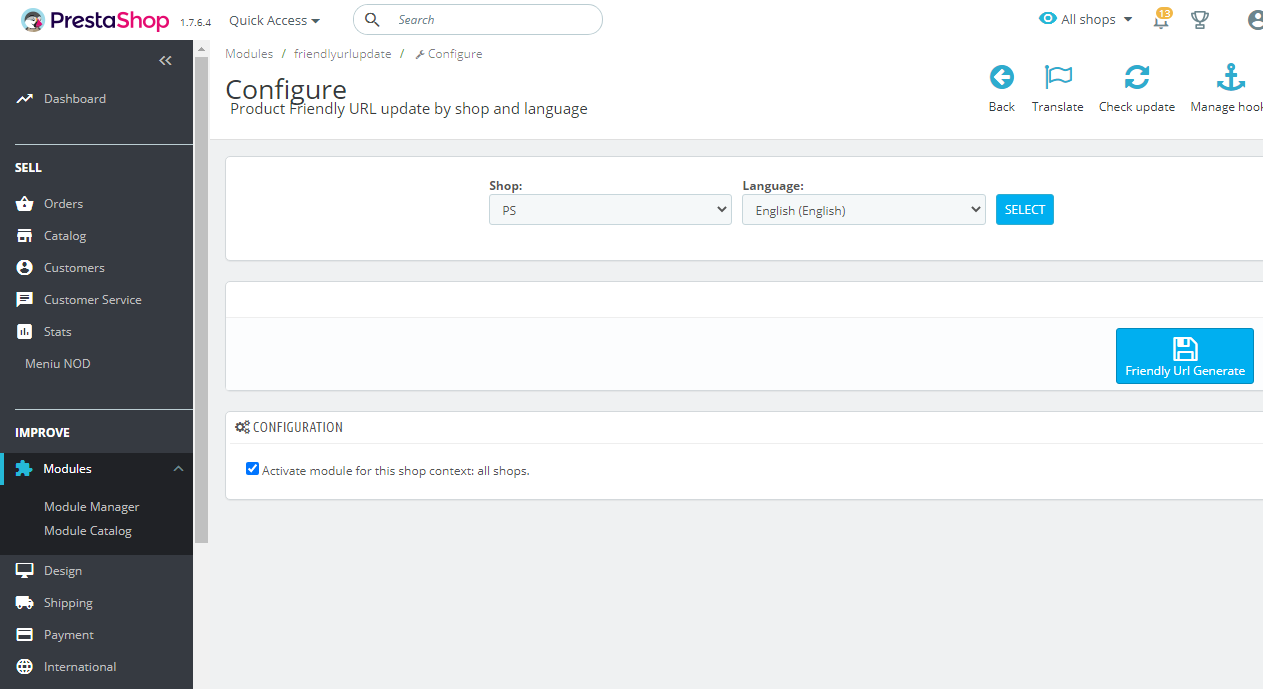 Prestashop Mass product Friendly URLs regenerate Prestashop Mass product Friendly URLs regenerate