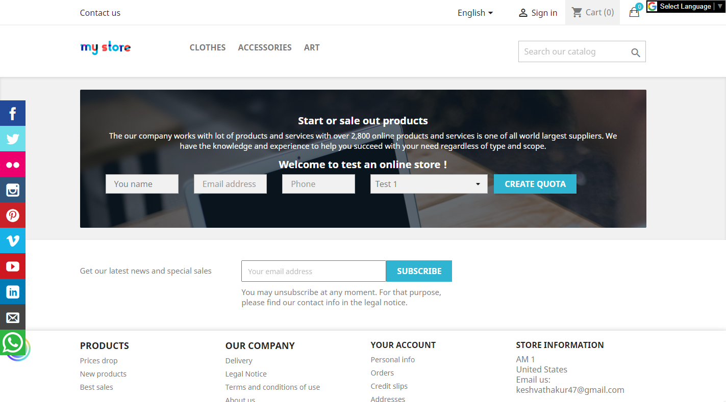 Request a Quote/ Demo & send and received email Prestashop Request a Quote/ Demo & send and received email Prestashop