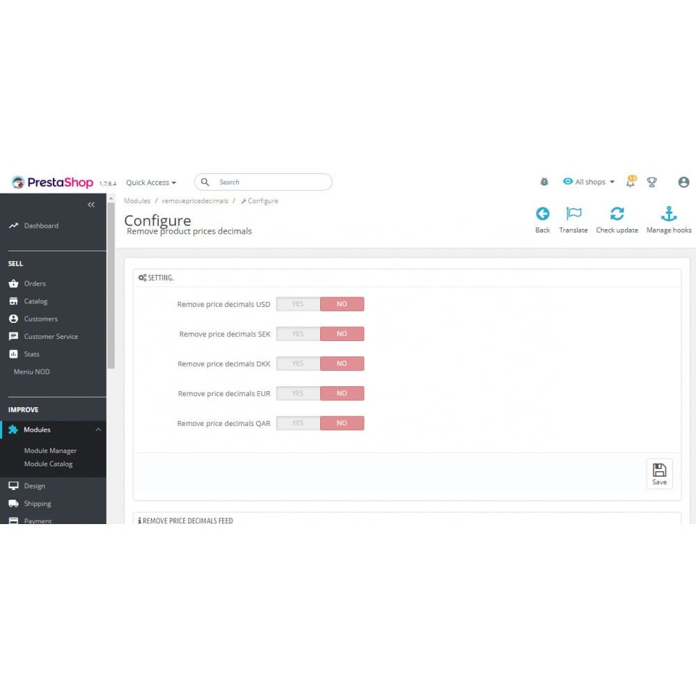 Price decimals - Remove / Add Prestashop Module Price decimals - Remove / Add Prestashop Module