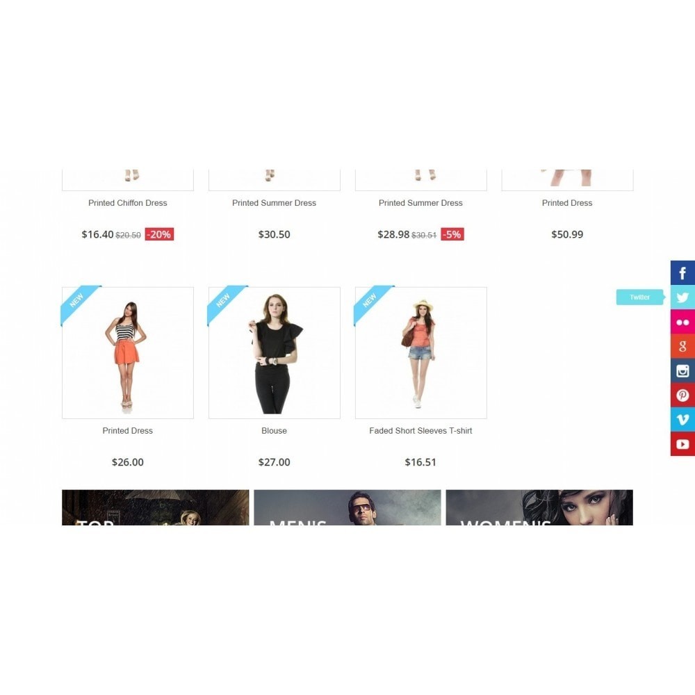 Sociala länkar flytande modul PrestaShop Sociala länkar flytande modul PrestaShop