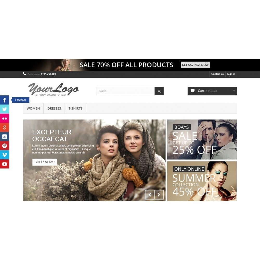 Sociala länkar flytande modul PrestaShop Sociala länkar flytande modul PrestaShop