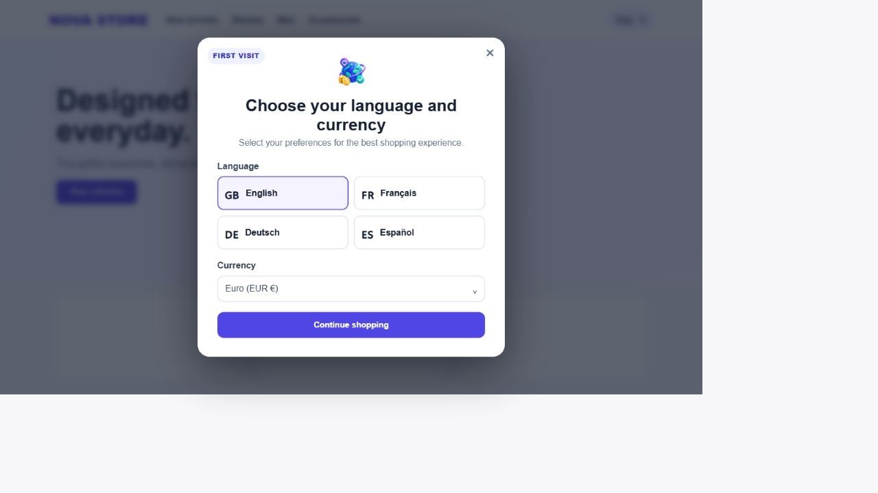 Prestashop Language and Currency Popup Prestashop Language and Currency Popup
